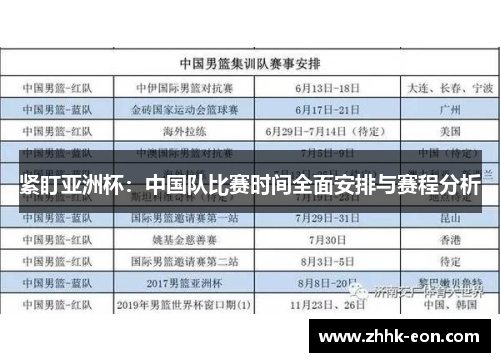 紧盯亚洲杯:中国队比赛时间全面安排与赛程分析 紧盯亚洲杯:中国队比赛时间全面安排与赛程分析